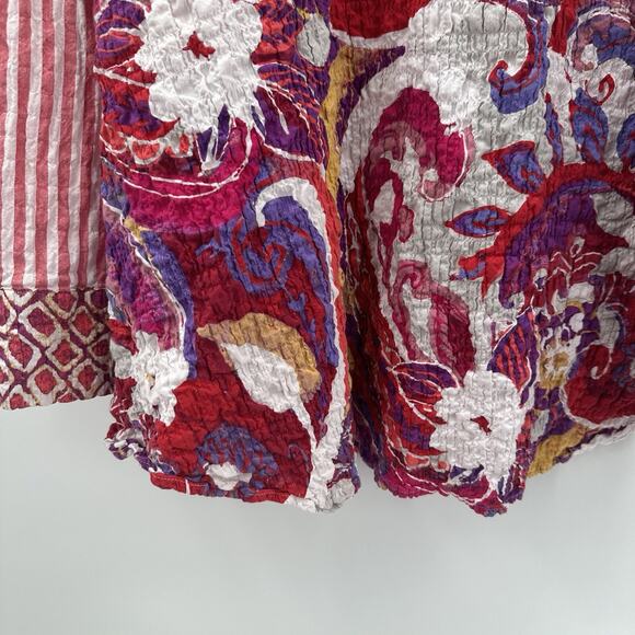 Habitat Top Shirt Womens 2X Multicolor Textured Crinkle Floral Patchwork Art - Picture 7 of 15